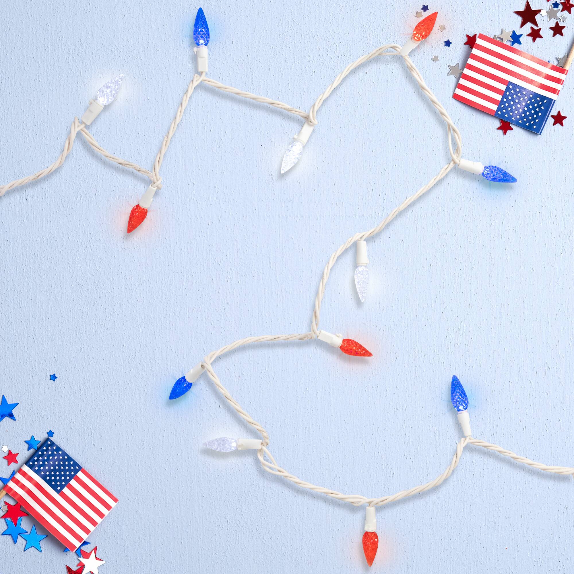 16.5ft. Patriotic LED C6 Faceted Christmas Light Set
